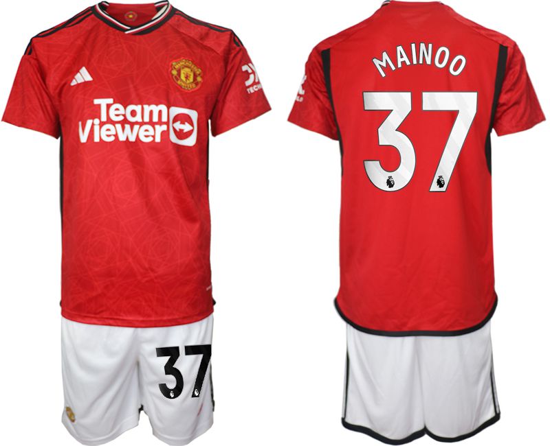 Men 2023-2024 Club Manchester United home red #37 Soccer Jersey
